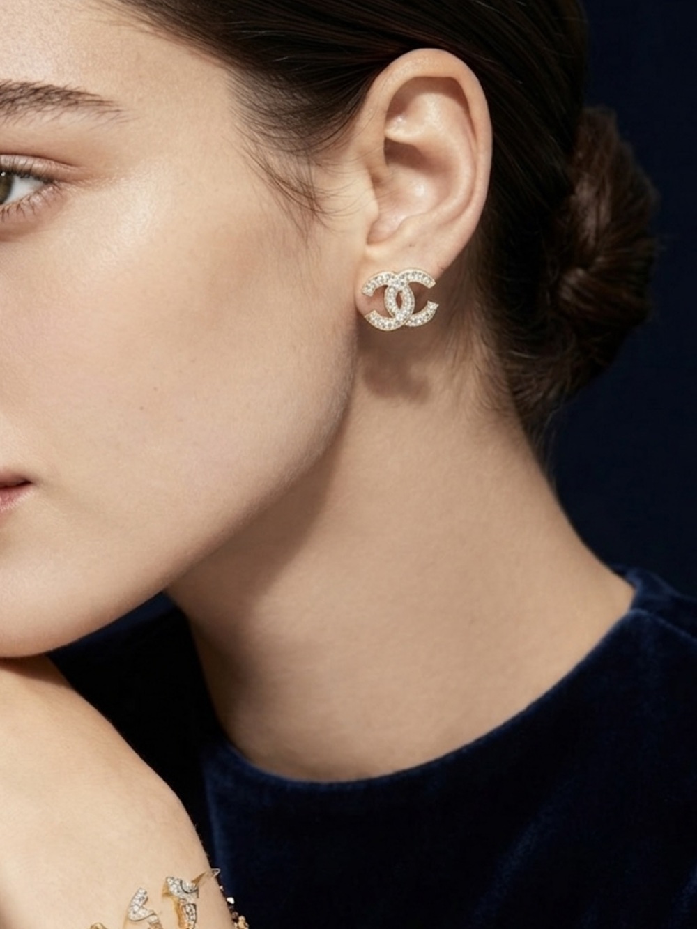 CHANEL Crystal Stud Earrings